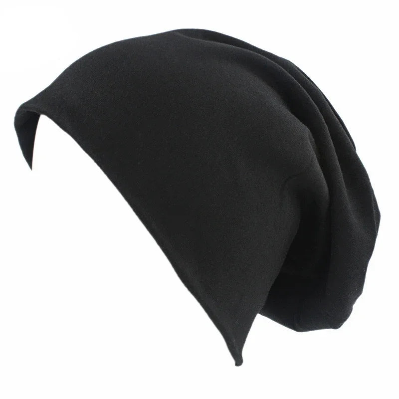 Unisex Men Women Beanie Cotton Night Sleep Cap Bonnet Chemo Hat Headwear Turban Baggy Hair Care Nightcap Pullover Hat Solid Colo