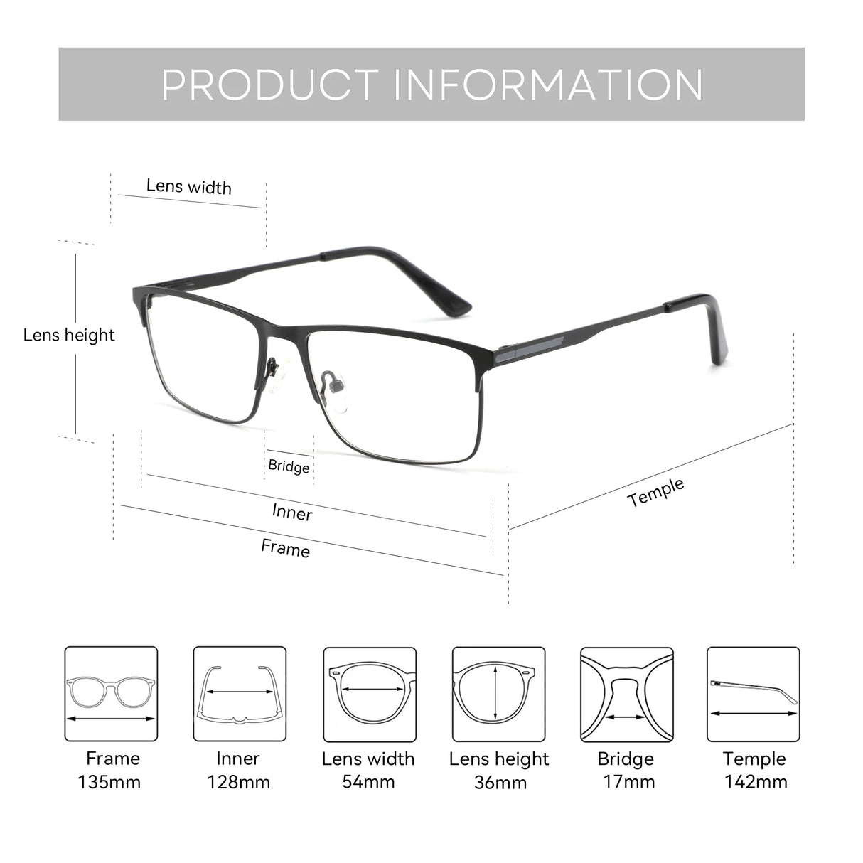 ZENOTTIC Men Titanium Alloy Optical Glasses Frame Fashion Male Square Eyewear Ultralight Metal Non-Prescription Eyeglasses