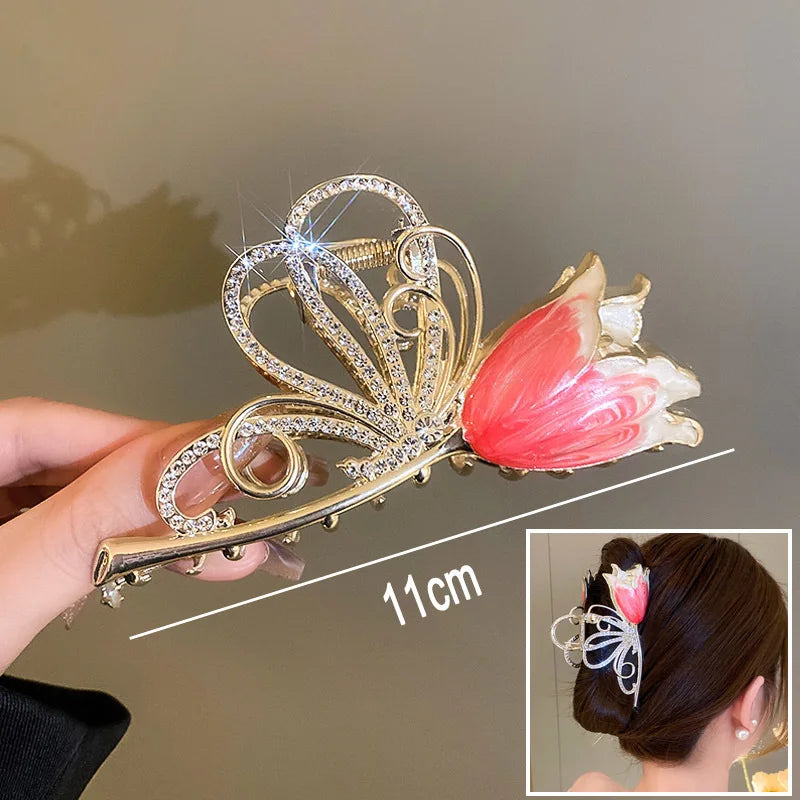 New Sweet Flower Durian Hair Claw Clip Ponytail Grab Hair Clips Shark Clip Woman Hairpins For Girl Hair Accessories Headdress