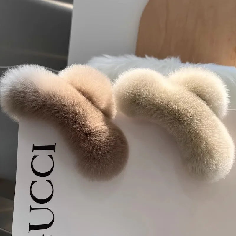 Muweordy New Oversized Faux Fur Big Crab Hair Clip for Girls Rabbit Hair Claw Clips Cute Plush Ponytail Women's Hair Barrettes
