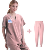 New Scrubs Set Medical Uniforms Stretch Scrub Tops with Pocket Pants Nurse Uniform Doctor Surgery Overalls Beauty Salon Workwear