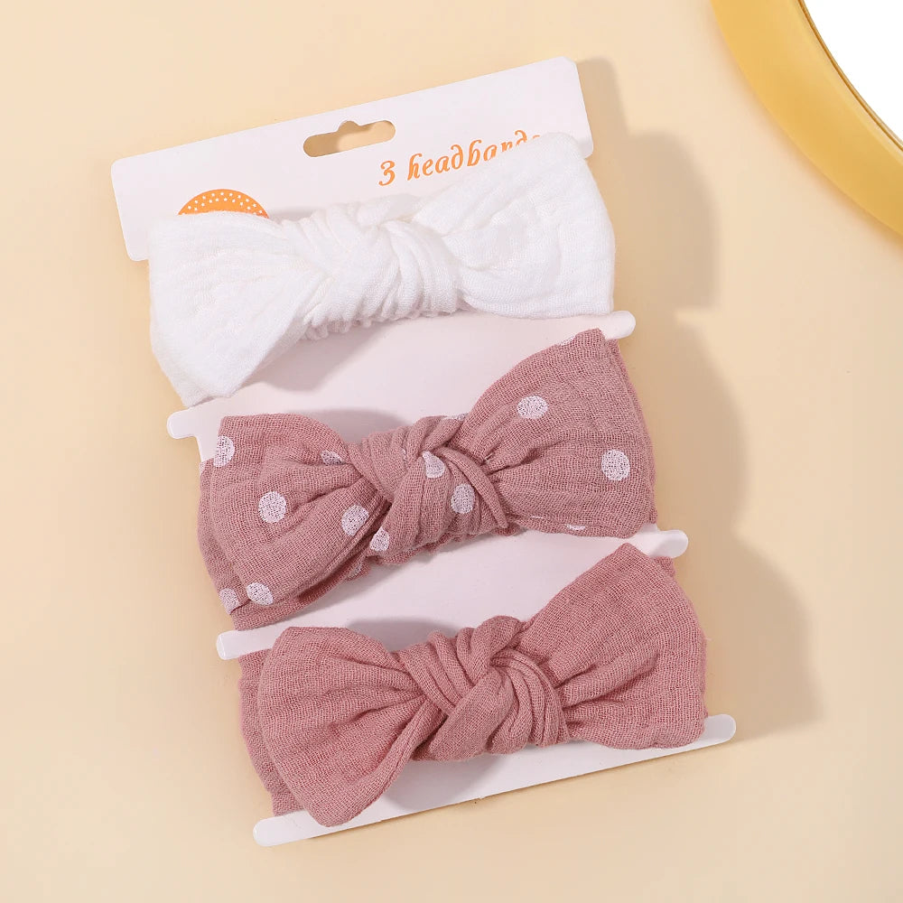3Pcs/set Elastic Soft Headband for Baby Hair Accessories Newborn Bows Headwear Printing Toddler Bandage Ribbon Bowknot Headscarf