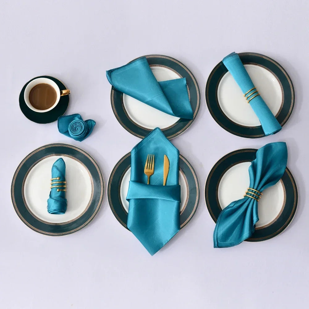 12Pcs 30X30cm Satin Table Napkin Soft Handkerchief Romantic Wedding Banquet Square Table Napkins Dinner Party Decoration