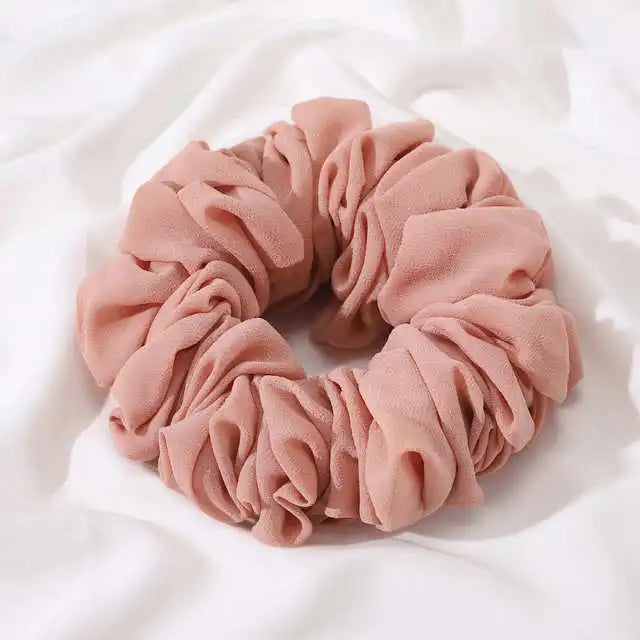 Elastics Chiffon Hair Band Solid Color Big Circle Scrunchies for Women Girl Ponytail Holder Hair Rope Hairband Hair Accessoires