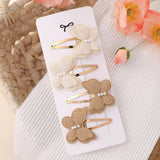4Pcs/set Butterfly Hair Clip Set for Girls Double Layered Bow Cute Bangs Hair Pin Cotton Safe Kids Baby Hair Accessories Set