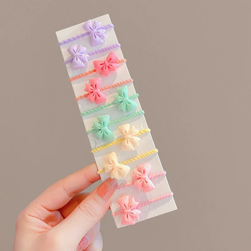 40PCS/10PCS Hair Accessories For Girl Elastic Hair Bands Cute Flowers Style Hair Ring Children Birthday Party Headdress Headwear