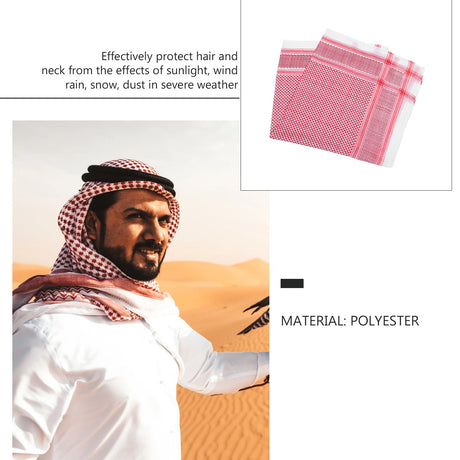 Men Arab Scarf Shemagh Muslim Hijab Arabian Headscarf Head Turban Scraf Wrap Dubai Kerchief Headband Style Costume Keffiyeh