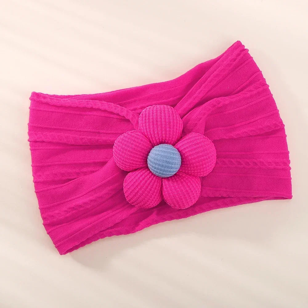 1Pc Baby Nylon Headscarf Astique Suitable Newborn Girl Flower Handmade Headband Elastic Hairband Turban Toddler Hair Accessories