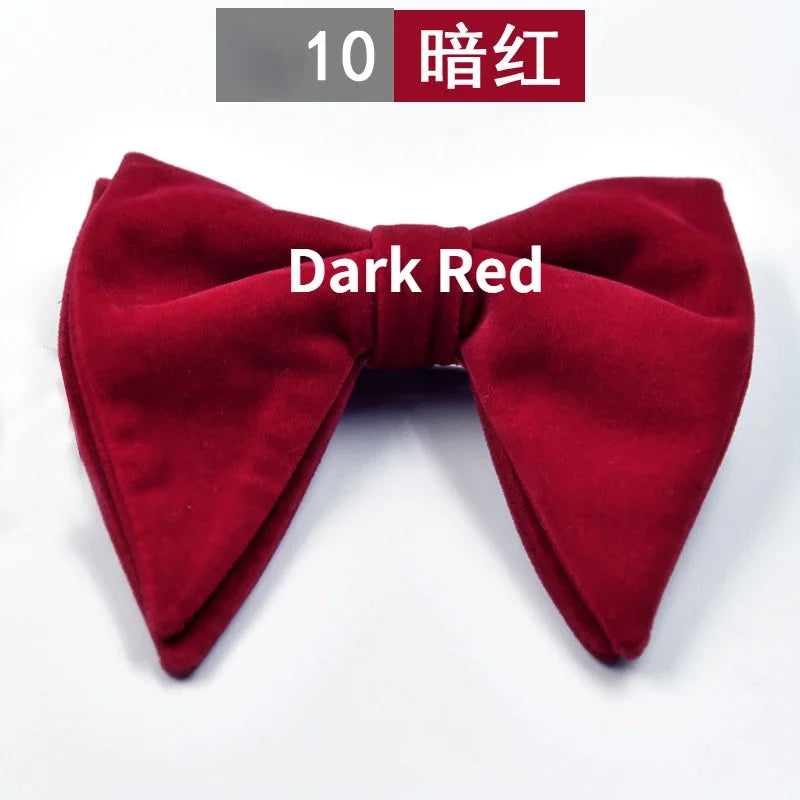 Men's Business Bow Tie Velvet  Royal Blue Burgundy Double Deck Big Bowtie Fashion New Mens Wedding Horns Bowties Gifts for Men