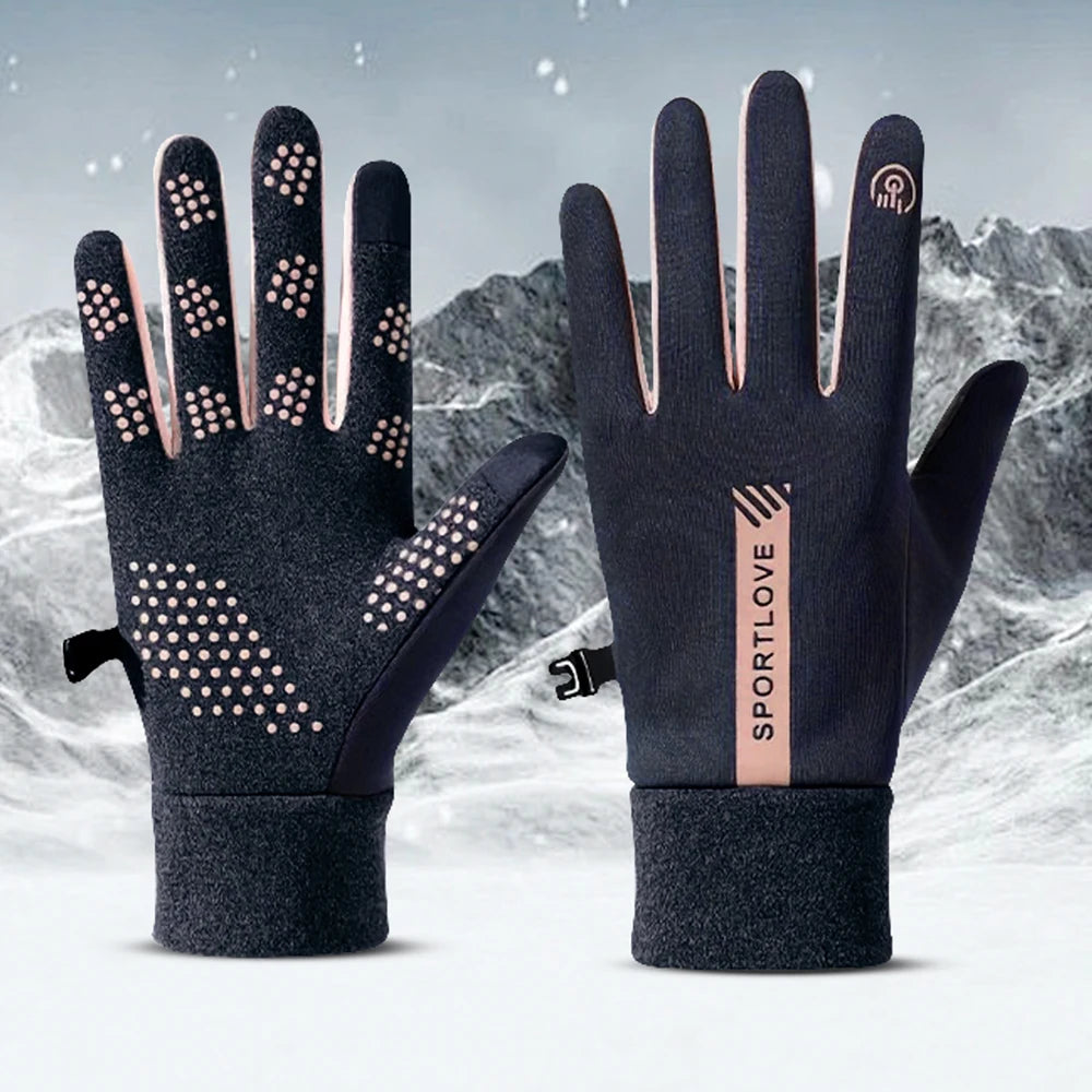 1Pair Winter Waterproof Windproof Non-slip Touch Screen Warm Gloves, For Outdoor Cycling, Driving, Skiing