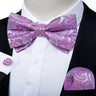 Classic Black Men Bow Ties 100% Silk Bowties Butterfly Pocket Square Cufflinks Set Suit Paisley Gold Pre-Tied Bow Tie DiBanGu