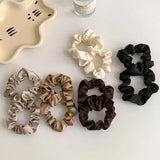 3/4/5 PCS Elastic Bands Elegant Solid Color Satin Pleated Scrunchies Woman Strong Ponytail Hair Ties Accessories Wholesale