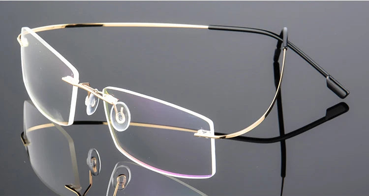 Titanium Alloy Ultra-Elastic Frameless Metal Glasses Frame for Men and Women, Rimless Myopia Prescription Glass Frames FJ868