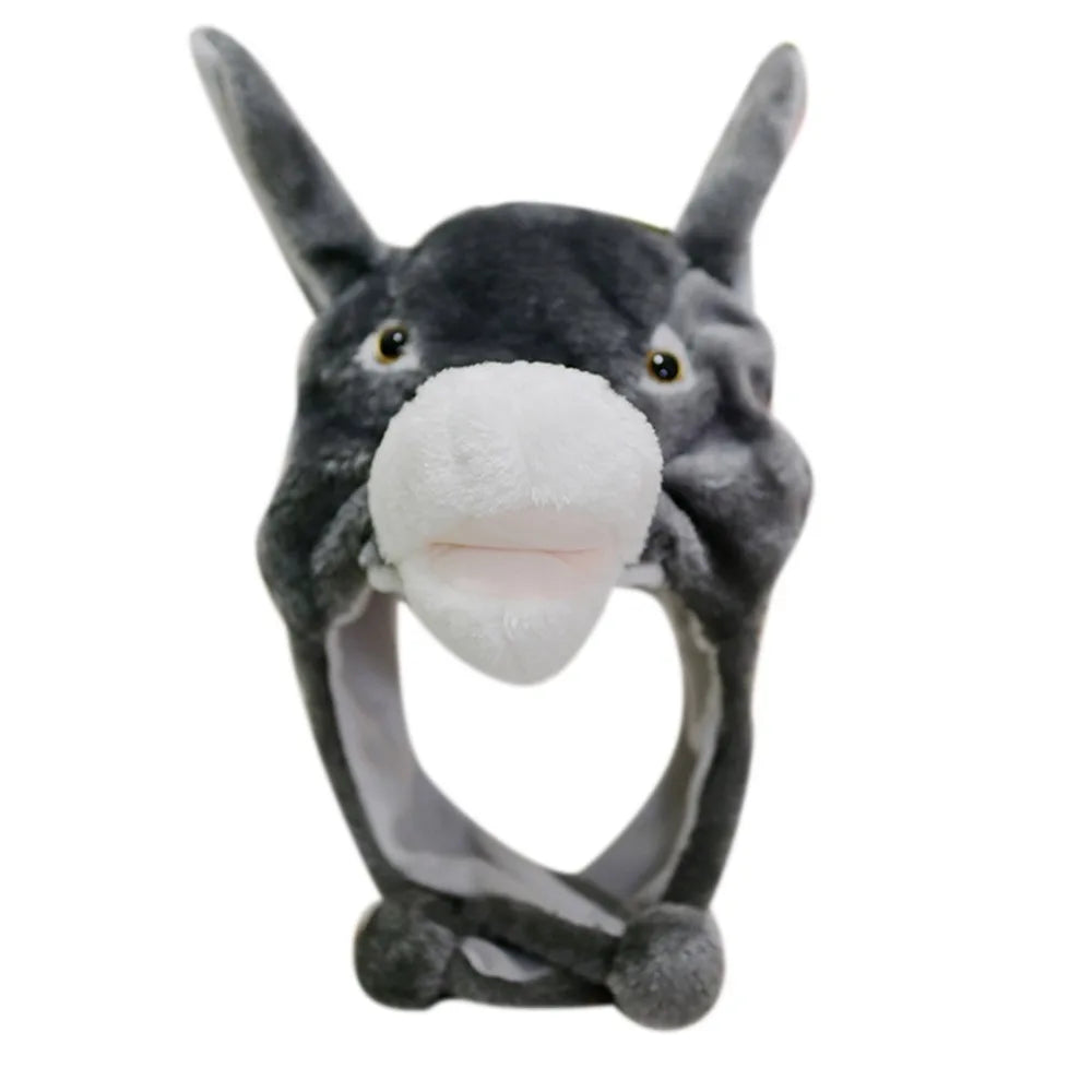 Ear Protection Cartoon Plush Moving Hat Animal Neck Warmer Movable Ears Airbag Cap Animal Earflap Hat Cosplay Party