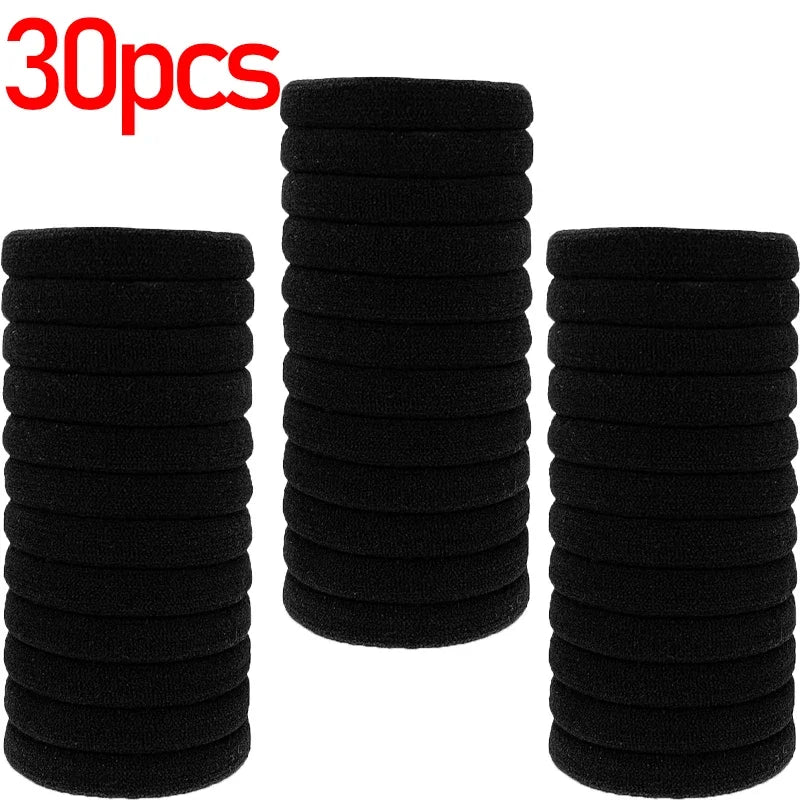 100pcs Black Basic Hair Bands Women Girls Simple High Elastic Headband Ties Rubber Ropes Scrunchies Ponytail Holders Accessories