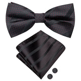 Dropshipping Solid Silk Mens Bow Tie Hanky Cufflinks Set Pre-tied Butterfly Knot Bowtie Wholesale for Male Wedding Business