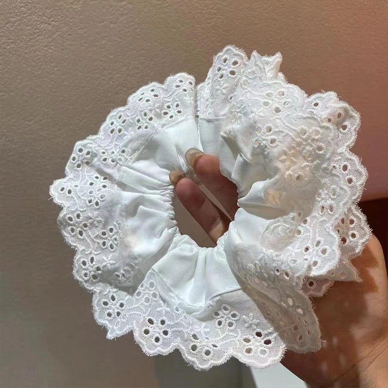Oversized Lace Hair Scrunchie Elastic Ponytail Holder Elastic Hair Accessories