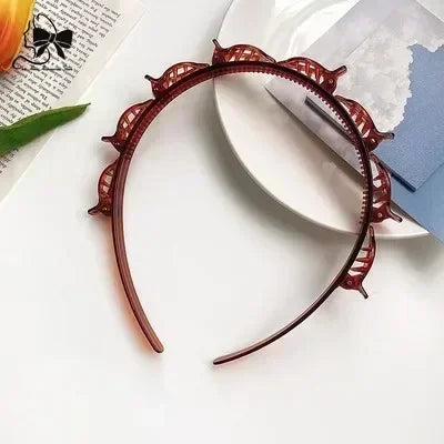 New Double Band Headbands for Women Hairstyle Fashion Non-Slip Hair Bands with Clips  Bezel Hair Hoop Hair Headwear 머리띠