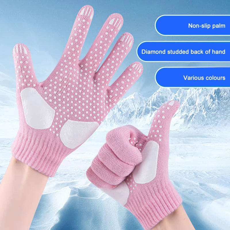 1 Pair Children Gloves Non-slip Rubber Winter Warm Stretch Gloves Boys Girls Sport Ski Cycling Fishing Slip Knit Gloves