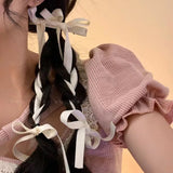 2Pcs/Set Braided Bows Hair Clips Ribbons Double Ponytails Cute Headwear Fashionable Hair Accessories