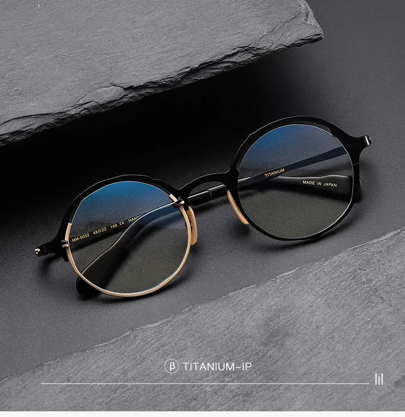 53160 Retro round pure titanium handmade glasses frame men and women irregular high-end optical frames
