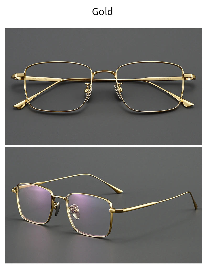 Xbora Men's Ultra-Light Pure Titanium Glasses Frame Business Square Flexible Optical Women's Prescription Eyelasses 1908