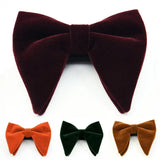 Men's Business Bow Tie Velvet  Royal Blue Burgundy Double Deck Big Bowtie Fashion New Mens Wedding Horns Bowties Gifts for Men