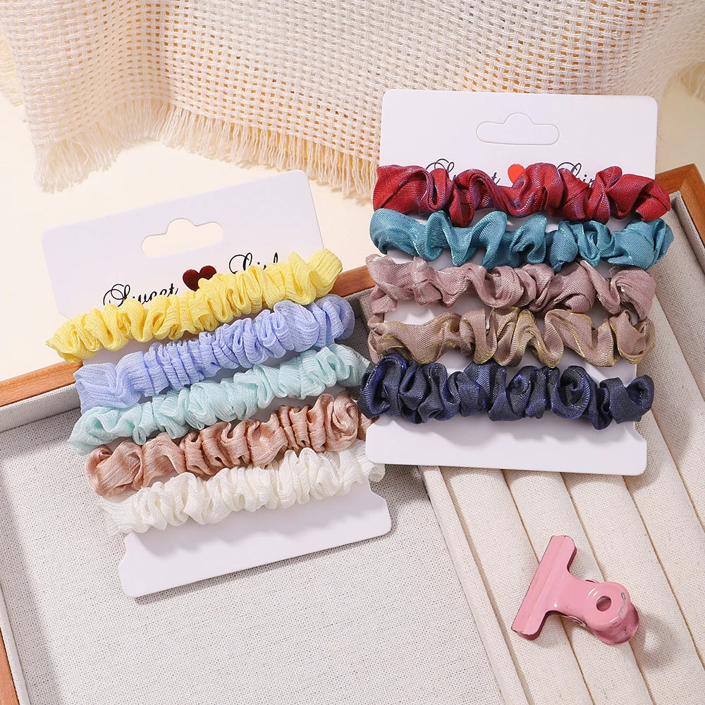 5Pcs/Set Simple Solid Color Elastics Hair Ties for Women Thick Hair Soft No Hurt Hair Ponytail Holder Hair Rope Hair Accessories