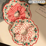 Beautiful Embroidered Large Scrunchies Elastic Hair Bands Hair Ties Women Sweet Hair Accessories Ponytail Holder Head Rope