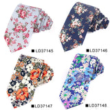 New Floral Tie For Men Women Skinny Cotton Neck Tie For Wedding Casual Mens Neckties Classic Suits Flower Print Neck Ties Cravat