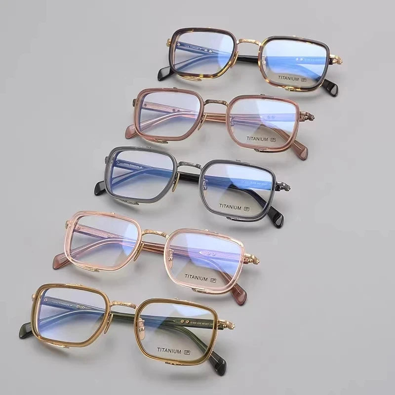 Exquisite Titanium Handmade Glasses Frame Mens Women Retro Square Spectacle Frames Eyeglasses Japanese Design Oval Round Eyewear