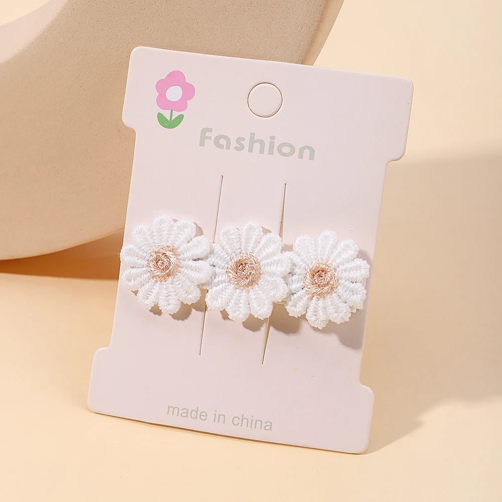 1pcs Ins Daisy Flower Hair Clips Baby Girl Hairpins for Kids Lace White Barette Princess Hooks Infant Accessories Korean