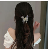 Kiss Jewelry Luxury Butterfly Hair Claw Clip Gold Plated Rhinestone Pearl Hairpin Women Korean Fashion Headwear Hair Accessories