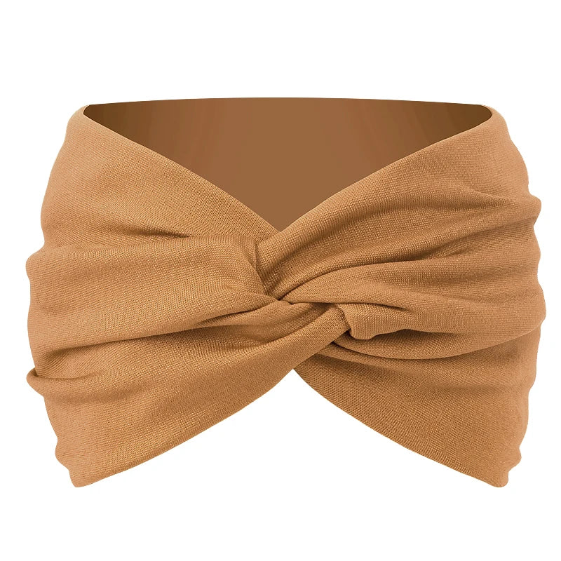 Women Solid Color Super Wide Headband Twisted Criss Cross Elastic Hairband Yoga Running Sports Non Slip Sweat Hair Accessories