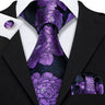 Barry.Wang Purple Silk Mens Tie Hanky Cufflinks Set Lilac Lavender Mauve Violet Jacquard Necktie For Male Wedding Business Party