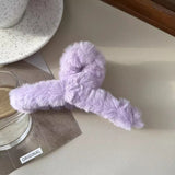 New Winter Faux Fur Hair Claw for Women Elegant Acrylic Crab Barrette Hairpin Girl-Hair Furry Headwear Hair Claw Clip