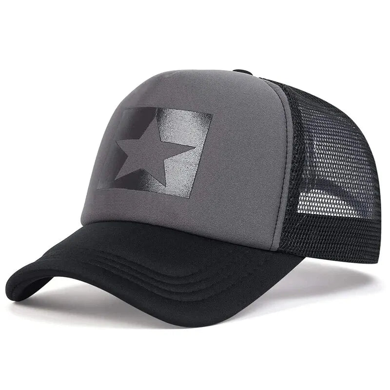 Five-Pointed Star Printed Baseball Net Caps Spring and Summer Outdoor Adjustable Casual Hats Sunscreen Hatcreen Hat