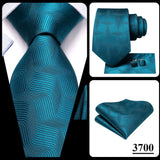 Hi-Tie Solid Orange Blue Mens Fashion Necktie Handkerchief Cufflinks for Tuxedo Accessory Classic Silk Luxury Tie for Man Gift