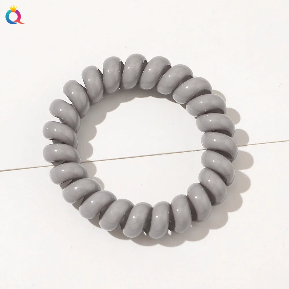 High Elasticity Telephone Coil Hairbands Women Spiral Hair Ties Girls Hair Rings Rope Solid Color Hair Accessories Gum Scrunchy