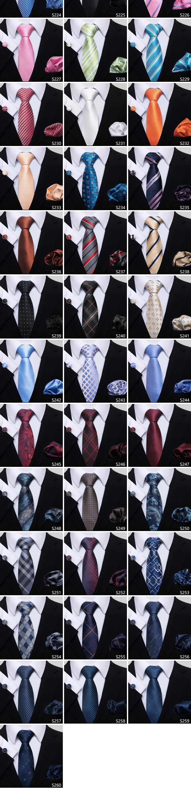 Luxury Tie Handkerchief Pocket Squares Cufflink Set Necktie For Men Blue Red Clothing Accessories