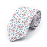 New Chic Floral Tie For Men Women 100% Cotton Beautiful Elegant Flower Necktie White Blue Narrow Skinny Wedding Casual Cravat