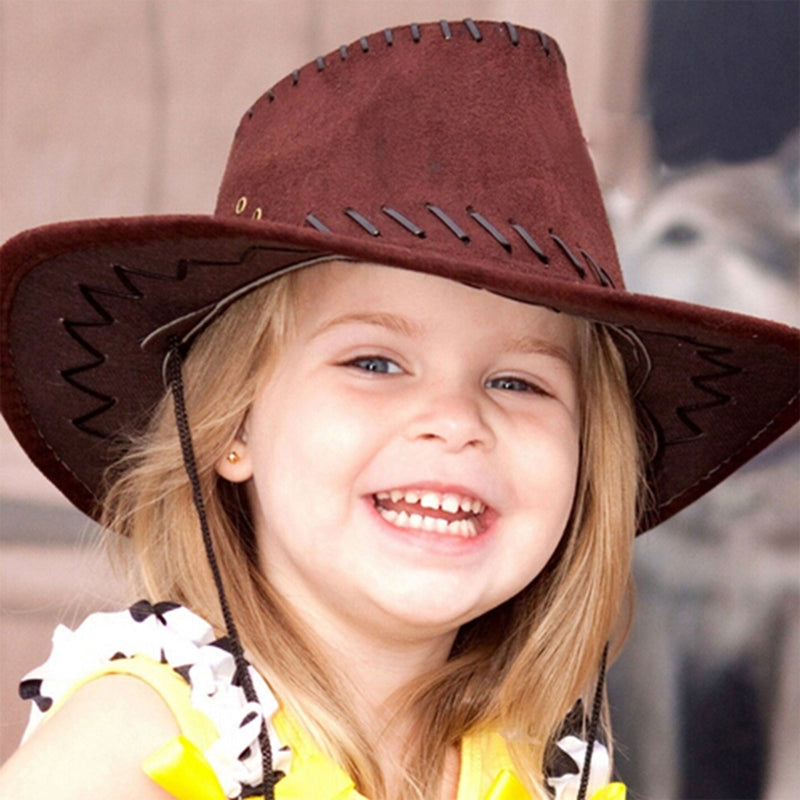 New Kids Western Cowboy Hat Curved Brim Outdoor Toddler Sun Hat Children Birthday Gifts Vacation Cap Party Cosplay Hat