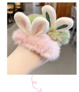 New Cute Khaki Elastic Rubber Band Hair Ties Plush Rabbit Ear Plush Hair Rope Girls Woman Scrunchies Headdress Hair Accessories