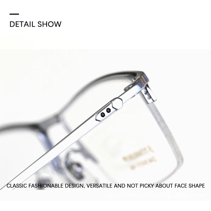 2023 New Titanium Half Frame Glasses Business Square Eyeglass Frames Myopia Hyperopia Prescription Eyeglasses Eyewear