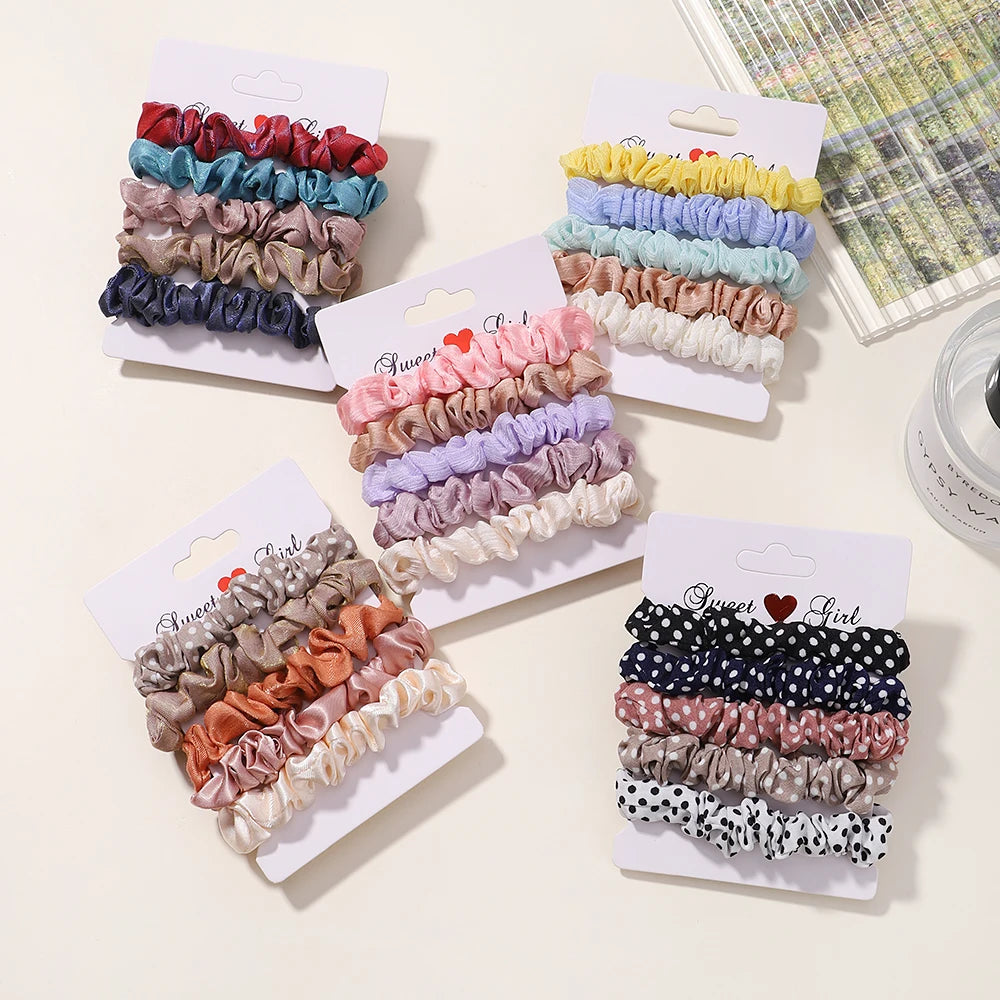 5Pcs/Set Simple Solid Color Elastics Hair Ties for Women Thick Hair Soft No Hurt Hair Ponytail Holder Hair Rope Hair Accessories