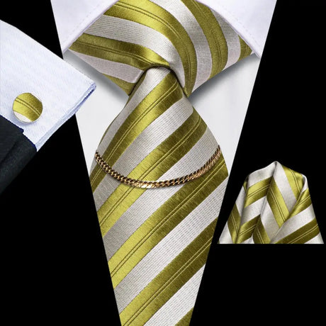 Hi-Tie Business Black Luxury Plaid Mens Tie Silk Neckties  Fashion Tie Chain Hanky Cufflinks Set Design Gift For Men Wedding