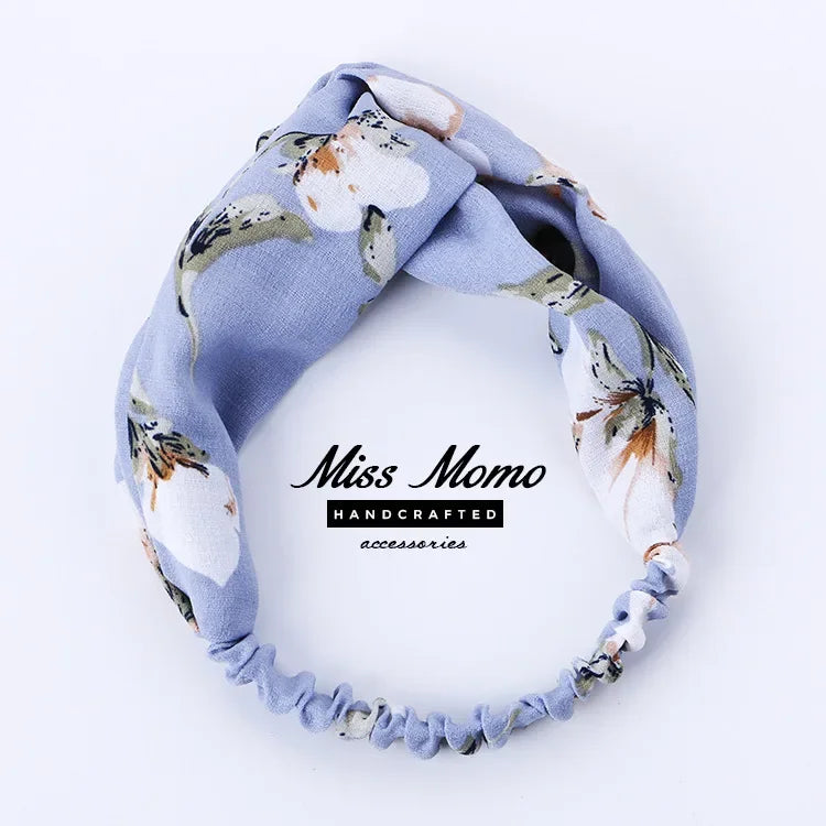 Clearance Fresh Colorful Turban Headbands Women Spring Summer Chiffon Headband Head Wrap Wide Lattice Hairband Hair Accessories