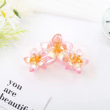 3 Head Plumeria Hair Clips Frangipani Flower Hair Claw Clip Trendy Crab Hair Claw Barrettes Hair Accessories For Girls