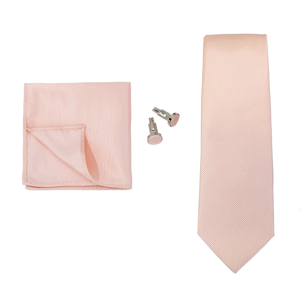Corbata de marca de moda hecha a mano, sólida, con pañuelo y gemelos, para hombre, corbata, traje, camisa, accesorios de boda, regalos para hombre.