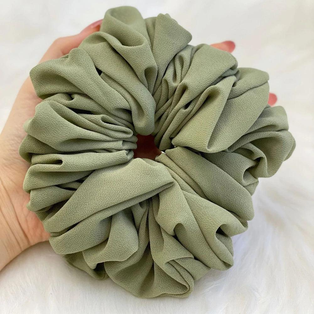 Elastics Chiffon Hair Band Solid Color Big Circle Scrunchies for Women Girl Ponytail Holder Hair Rope Hairband Hair Accessoires